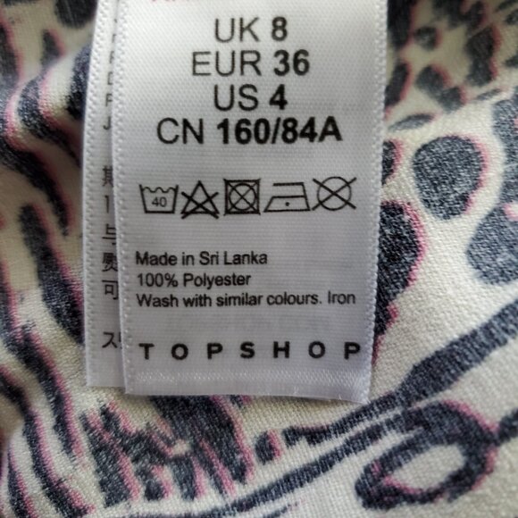 Topshop Margot Animal Print Contemporary Trendy V-Neck Top Size 4 - Picture 11 of 13